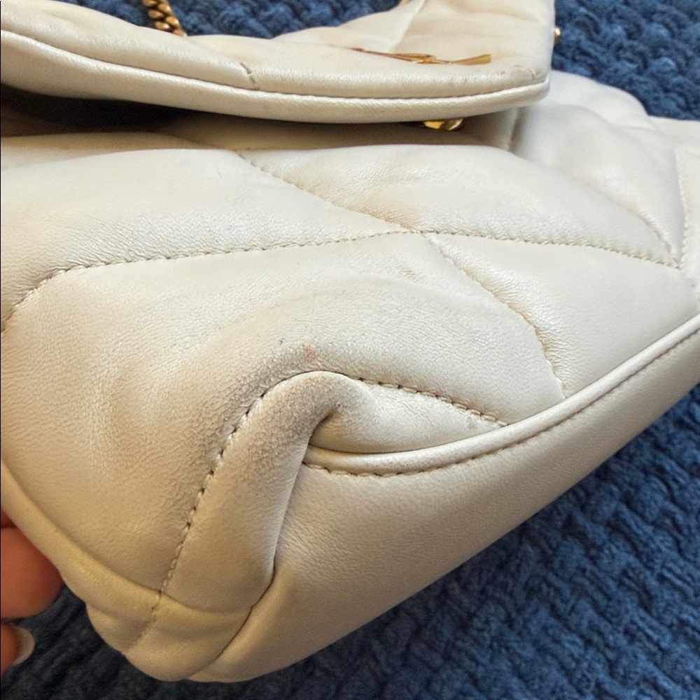 Saint Laurent Cream Quilted Leather Envelope Crossbody with Gold Hardware - Picture 6 of 14